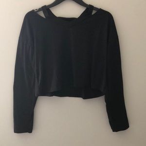 Black Long Sleeve Crop Top